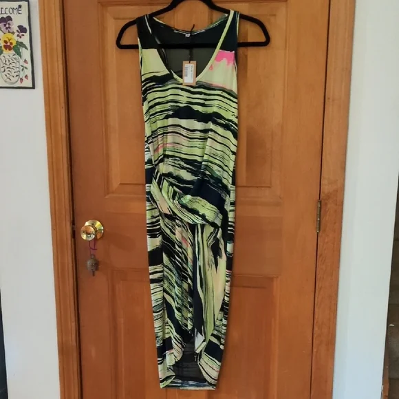 RACHEL Rachel Roy Michele South Beach Stripe Racer Back Hi Low Tank Dress M - Picture 4 of 16